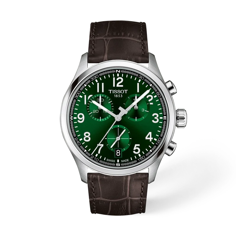 Tissot Chrono L Quartz (42mm) T1164171609200 Green Dial / Brown Leather Strap Men's Watch