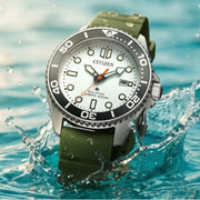 Citizen Eco-Drive Promaster Diver (41mm) BN0265-00A White Dial / Green Rubber Strap Men’s Watch