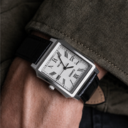 Casio Standard (Cartier Tank Type) Analogue MTP-B190L-7BV Silver Dial Leather Strap Men’s Watch