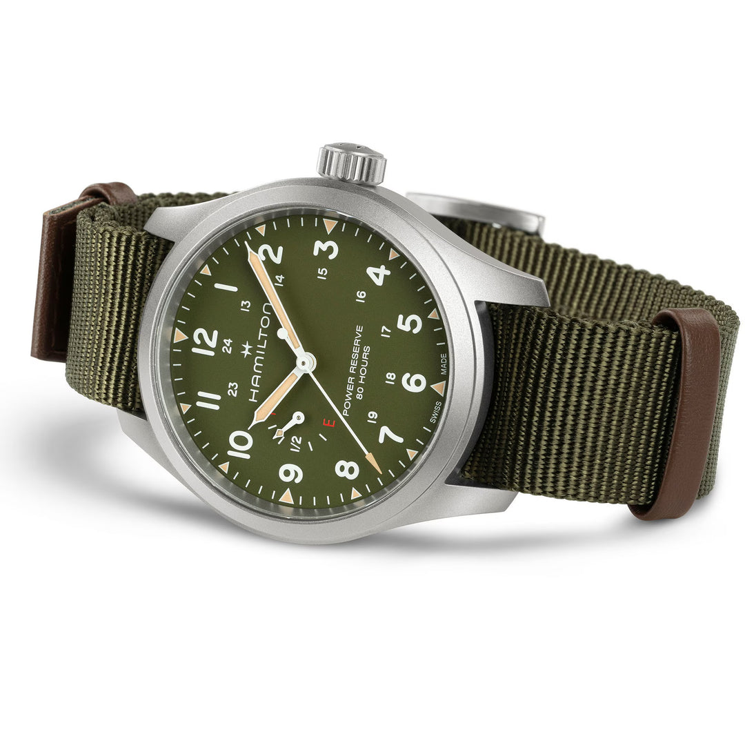 Hamilton Khaki Field H69509960 Power Reserve Mechanical (40mm) Green Dial / Green NATO Textile Strap Men's Watch