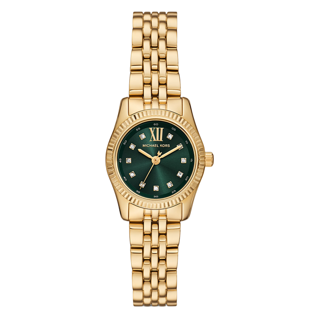 Michael Kors MK4842 Lexington Pavé (26mm) Green Dial / Gold Tone Stainless Steel Bracelet Women's Watch