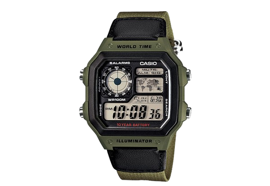 Casio AE-1200WHB-3BV  World Time Alarm Digital Mens Watch