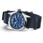Hamilton Khaki Field H70455940 Automatic (38mm) Blue Sunray Dial / Blue NATO Strap Men's Watch