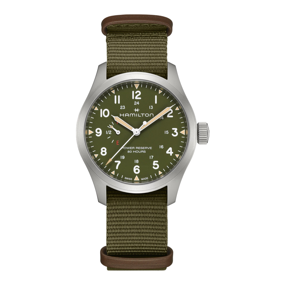 Hamilton Khaki Field H69509960 Power Reserve Mechanical (40mm) Green Dial / Green NATO Textile Strap Men's Watch