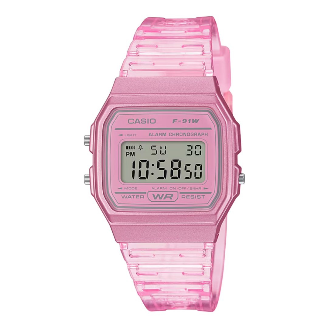 Casio Vintage F-91WS-4D (35.2mm) Digital Dial / Pink Resin Unisex Watch