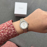 Citizen EL3106-59D White Dial  Standard Elegant 31mm Two Tone Stainless Steel Women's Watch