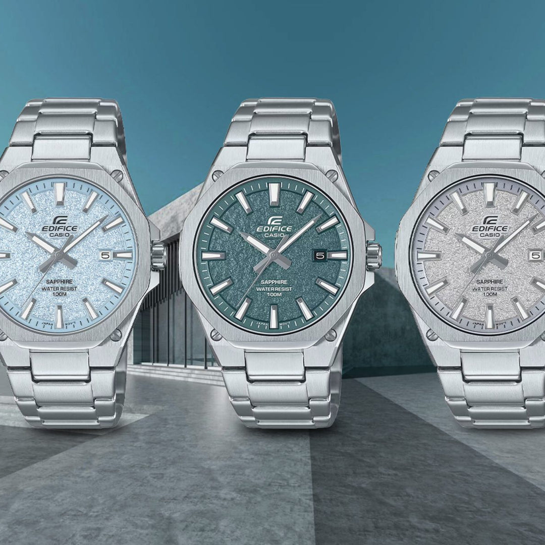 Casio Edifice EFR-S108DE-2AV Slim (39.9mm) Textured Ice Blue Dial / Stainless Steel  Sapphire Crystal Men's Watch