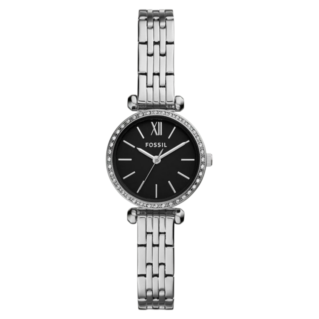 Fossil Tillie BQ3501 Mini Three-Hand Silver-Tone Stainless Steel Black Dial Women's Watch