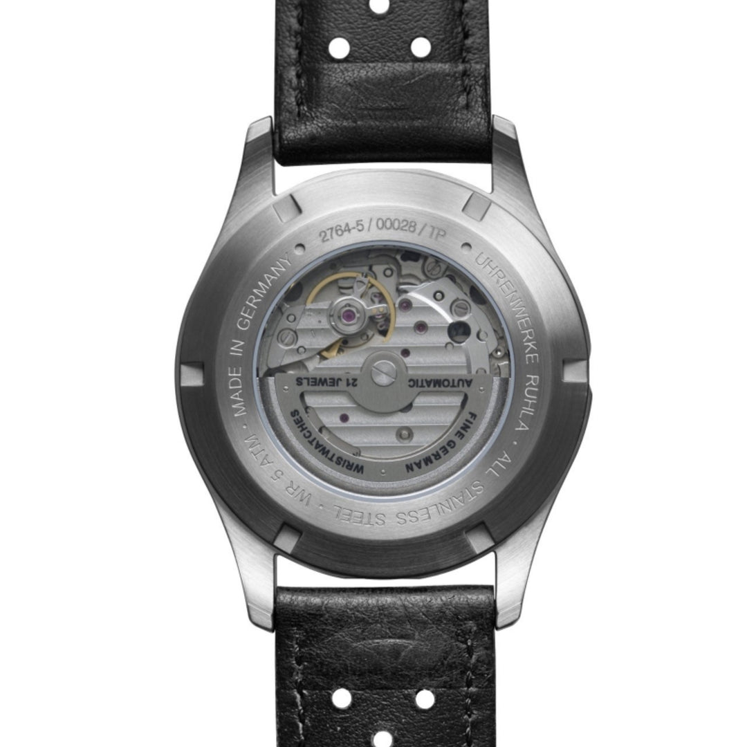 Bauhaus Aviation Tornado 2764-5 Automatic (42mm) Black Dial / Black Leather Strap Men’s Watch