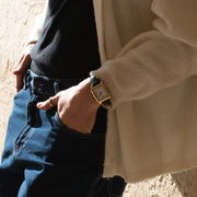 Casio Standard (Cartier Tank Type) Analogue MTP-B190GL-7BVDF Gold Case Leather Strap Men’s Watch