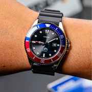 Casio Duro Marlin Diver MDV-106B-1A2 ‘Pepsi Bezel’ Rubber Strap Black Dial Men's Watch