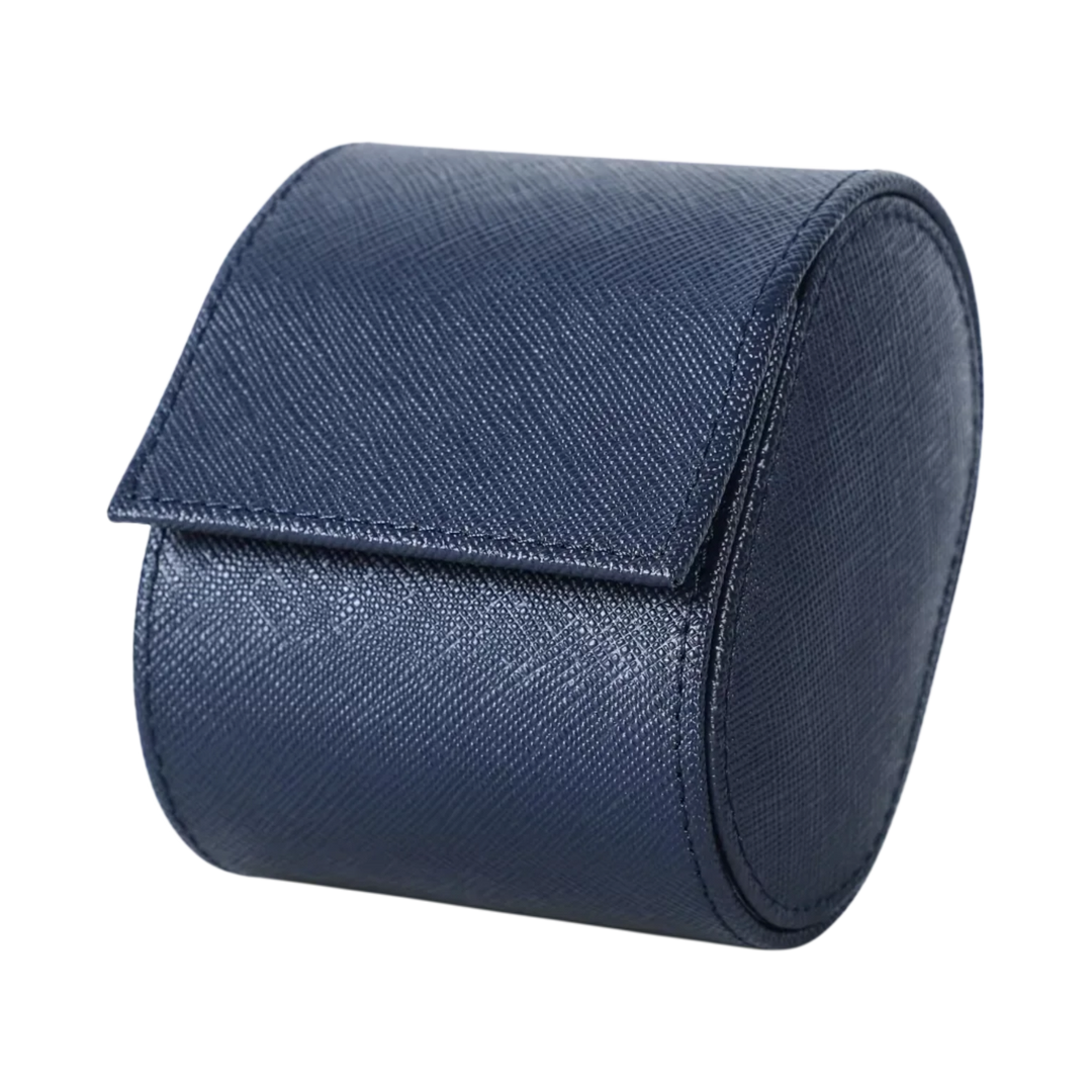 1 Slot Navy Blue Luxury Watch Box/ Roll Travel Case Chic Portable Vintage Leather