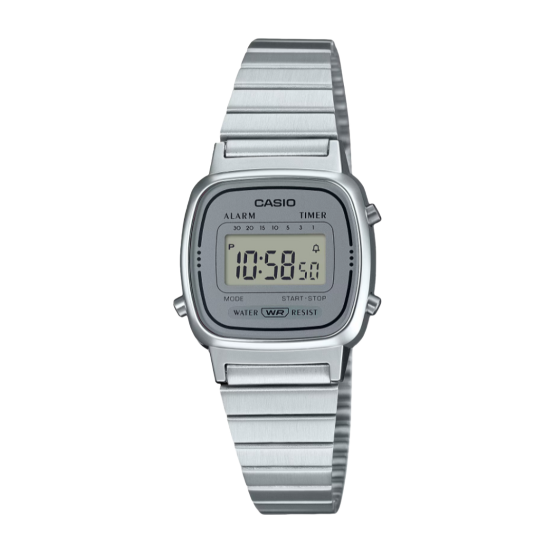Casio LA670WA-7DF Digital Stainless Steel Alarm Timer Women’s Watch
