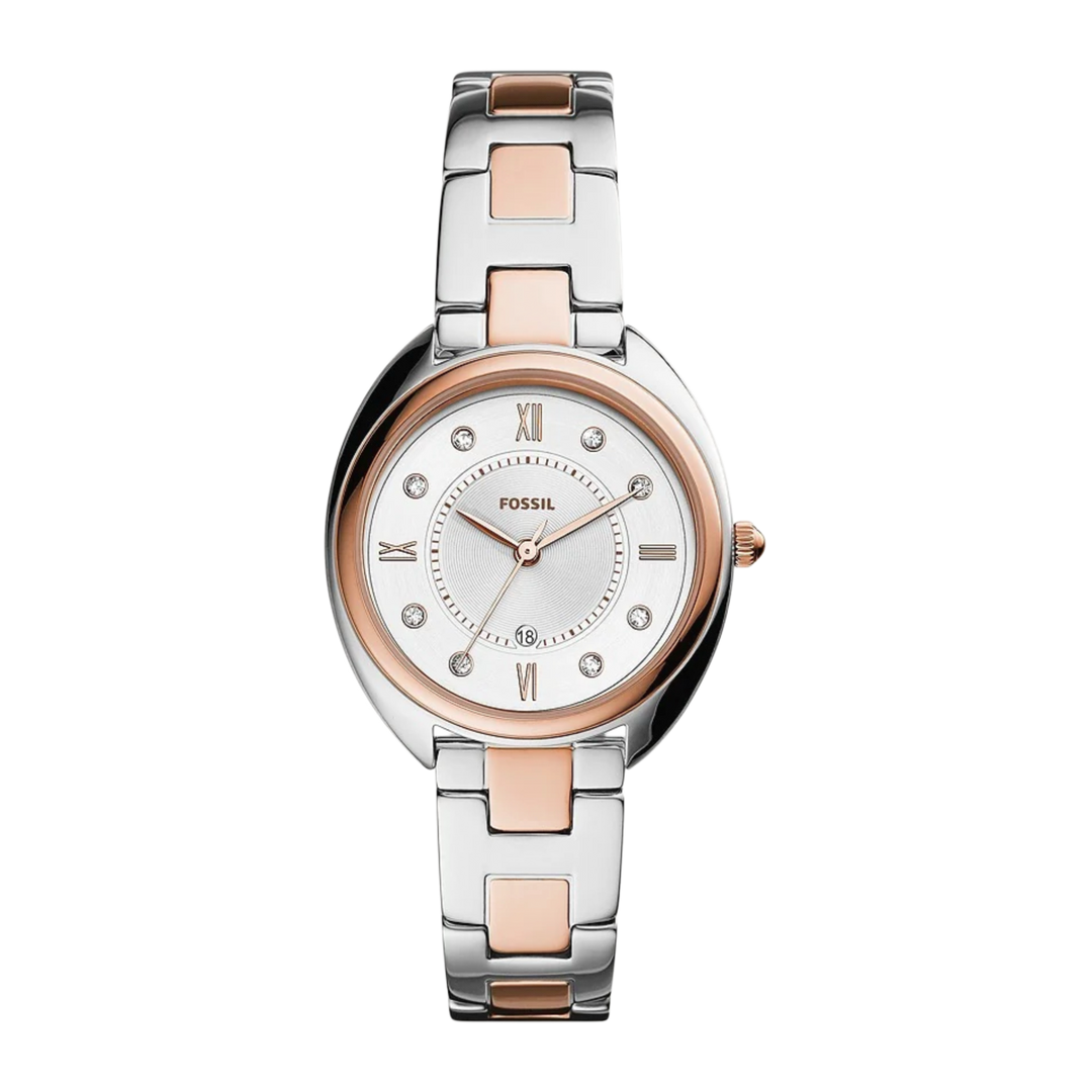 Fossil  ES5072 Gabby White Dial Two Tone Stainless Steel Quartz Women's Watch