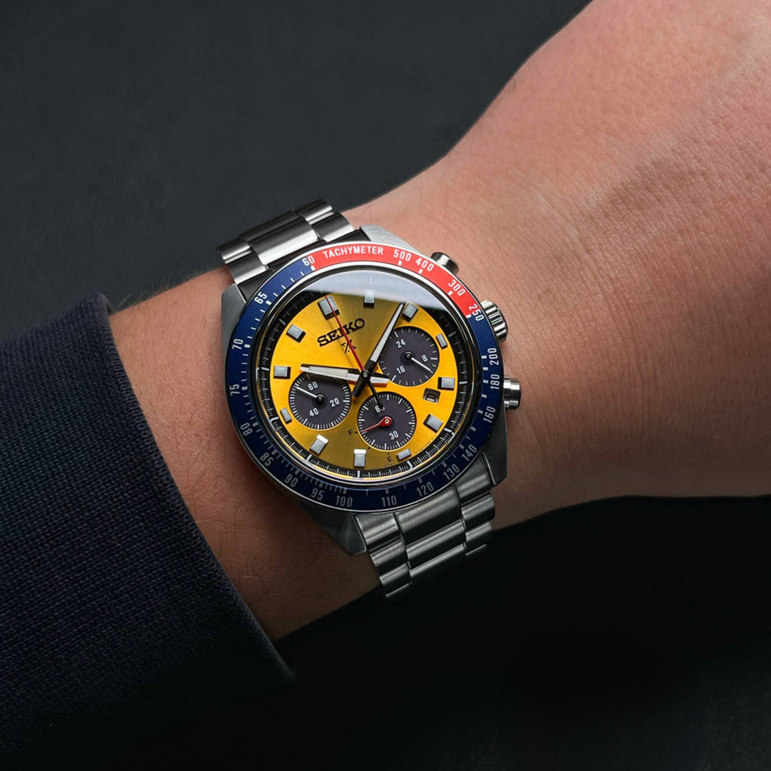 Seiko Prospex 'Pogue' Solar SSC947P1 Chronograph 1969 Re-interpretation (41.4mm) Yellow Dial / Stainless Steel
Men's Watch