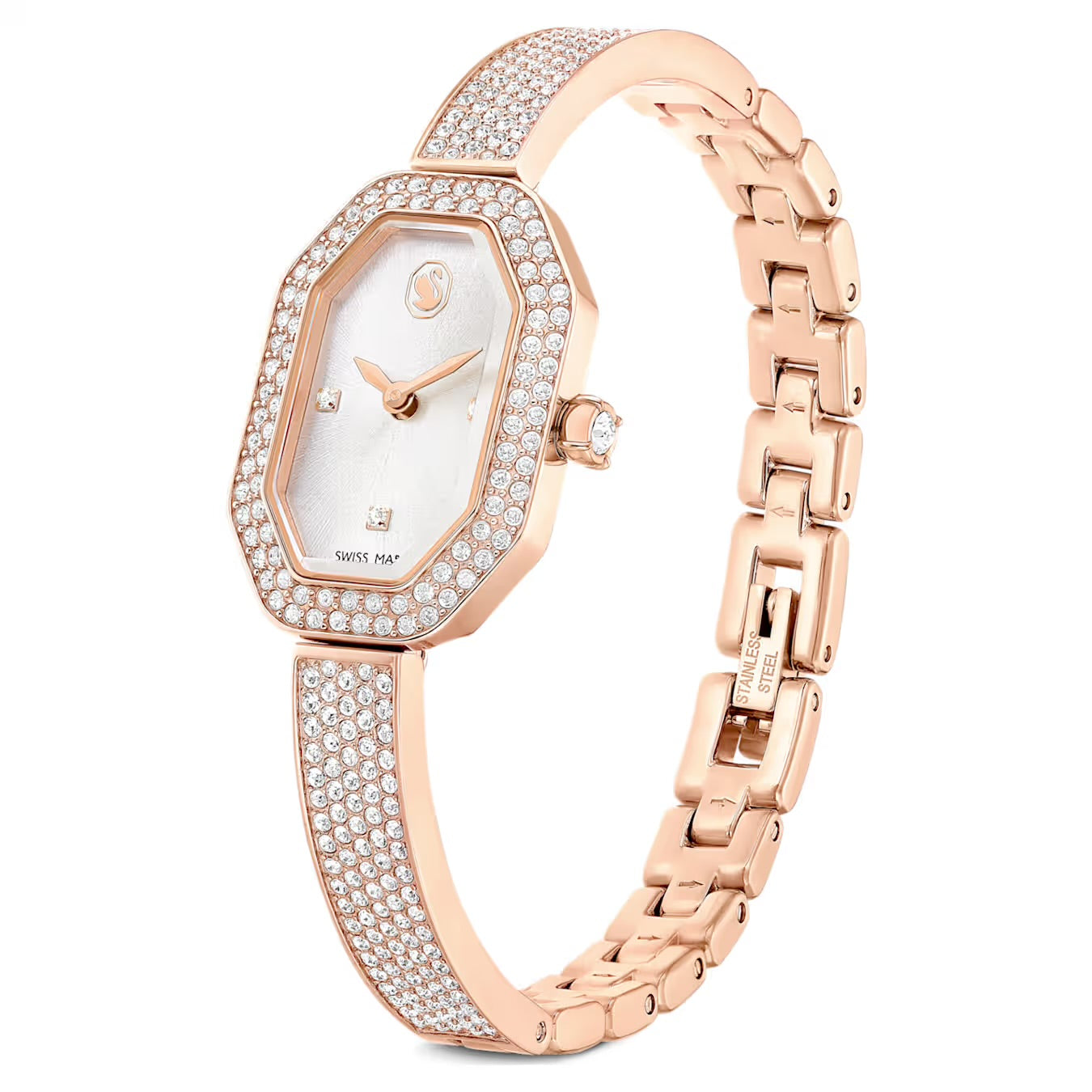 Swarovski Women's Dextera   5672992 (20mm) Silver Dial / Crystal Set Rose Gold-Tone Stainless Steel Bracelet  Watch