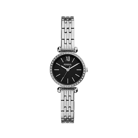 Fossil Tillie BQ3501 Mini Three-Hand Silver-Tone Stainless Steel Black Dial Women's Watch