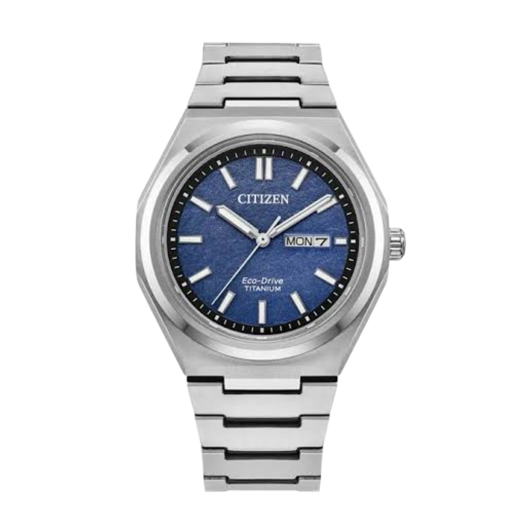 Citizen Zenshin AW0130-85L Super Titanium (39mm) Textured Blue Dial / Super Titanium Bracelet Men’s Watch