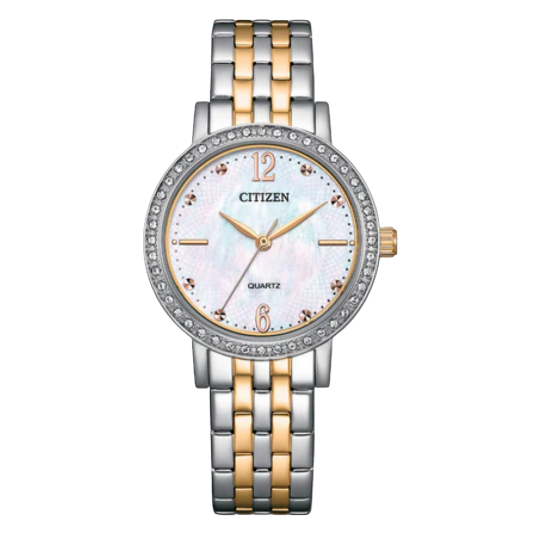 Citizen EL3106-59D White Dial  Standard Elegant 31mm Two Tone Stainless Steel Women's Watch