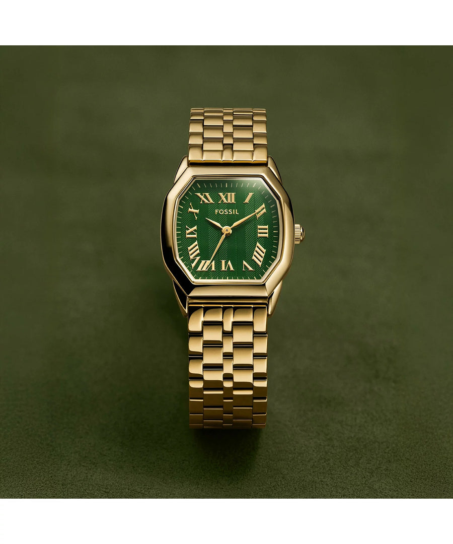 Fossil Women's Harlow (32mm) ES5451 Green Dial / Gold-Tone Stainless Steel Bracelet Women's Watch
