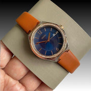 Fossil Eevie BQ3803 Three-Hand Date Brown Leather Strap Women’s Watch