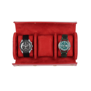 3 Slots Luxury Red Watch Storage Box/ Roll Travel Case Chic Portable Vintage Leather