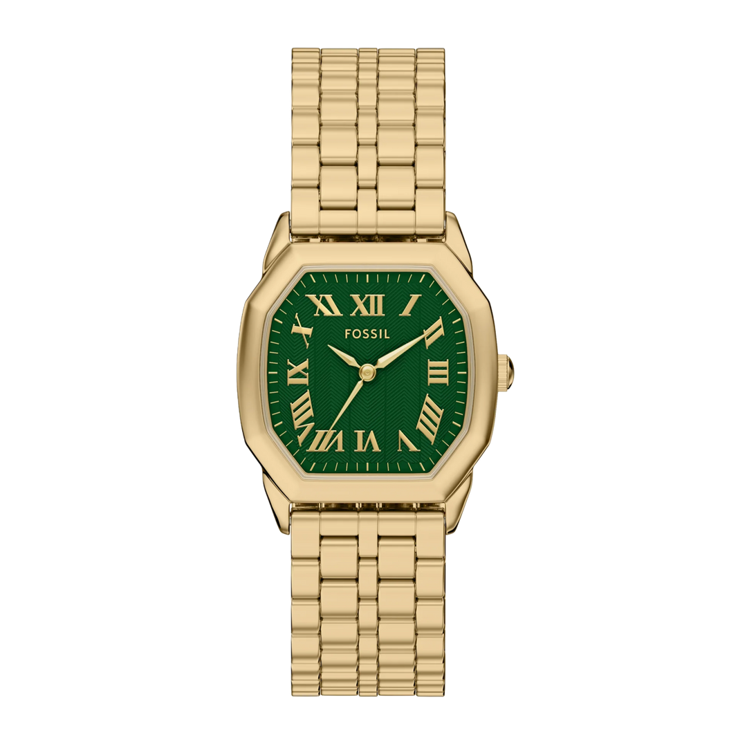 Fossil Women's Harlow (32mm) ES5451 Green Dial / Gold-Tone Stainless Steel Bracelet Women's Watch