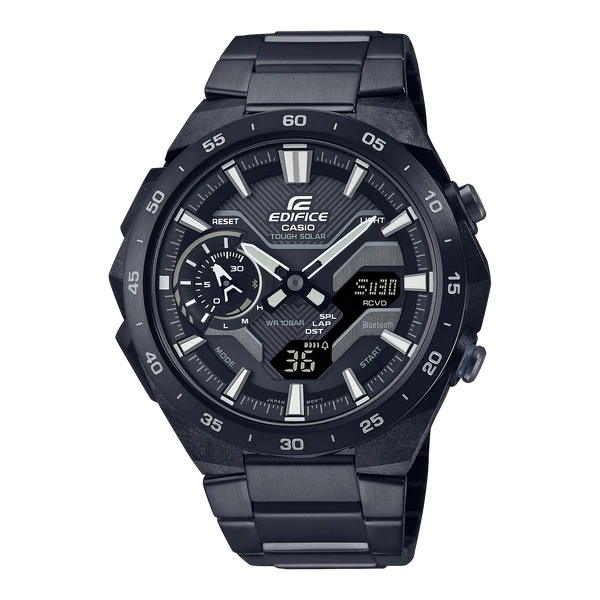 Casio Edifice ECB-2200DD-1AEF Chronograph Windflow 48.2mm Black Dial Black ION Plated Stainless Steel Men's Watch