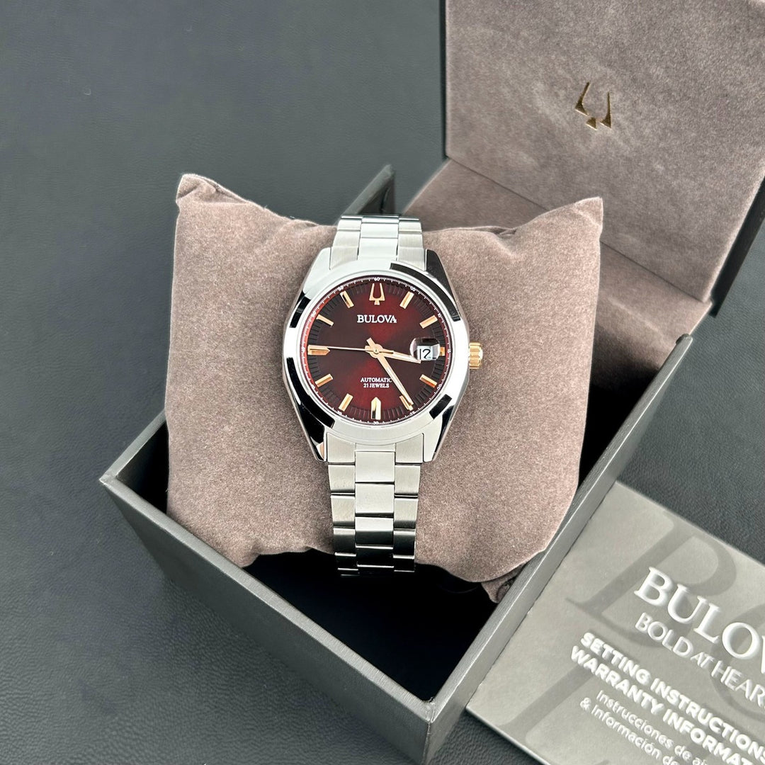 Bulova Surveyor (39mm) 98B422 Red Dial / Stainless Steel Bracelet Men's Watch