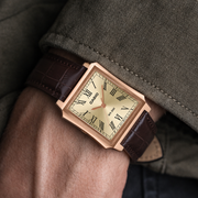 Casio Standard (Cartier Tank Type) Analogue MTP-B190RGL-9BV Rose Gold Case Leather Strap Men’s Watch
