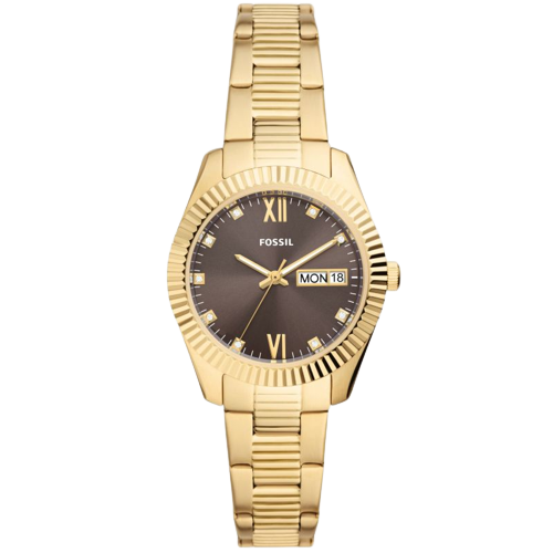 Fossil ES5206 Brown Dial Gold Stainless Steel Bracelet Women's Watch