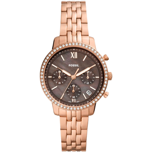 Fossil ES5218 Brown Mother of Pearl Dial Rose Gold Stainless Steel Chronograph Women's Watch