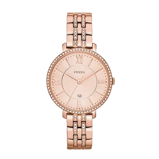 Fossil ES3546 Jaqueline Rose Gold- Tone Dial With Crystals Stainless Steel Women's Watch