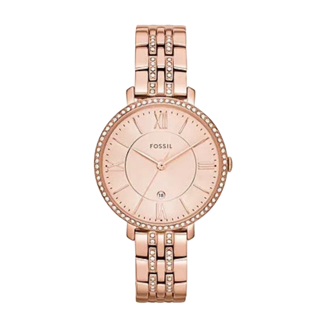 Fossil ES3546 Jaqueline Rose Gold- Tone Dial With Crystals Stainless Steel Women's Watch