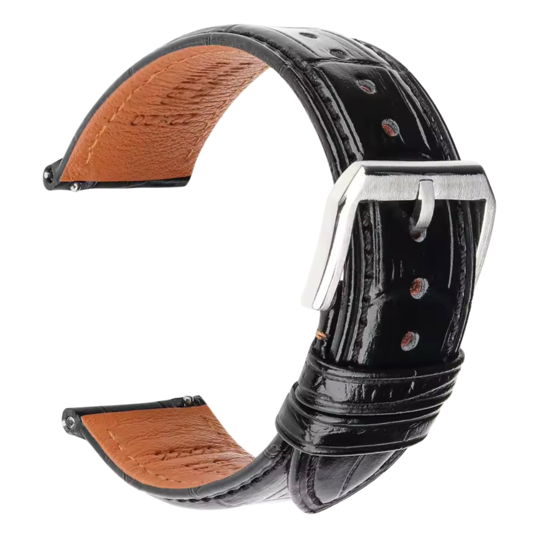 20mm Black Maikes Soft Calfskin Croc Style Quick Release  Replacement watch strap