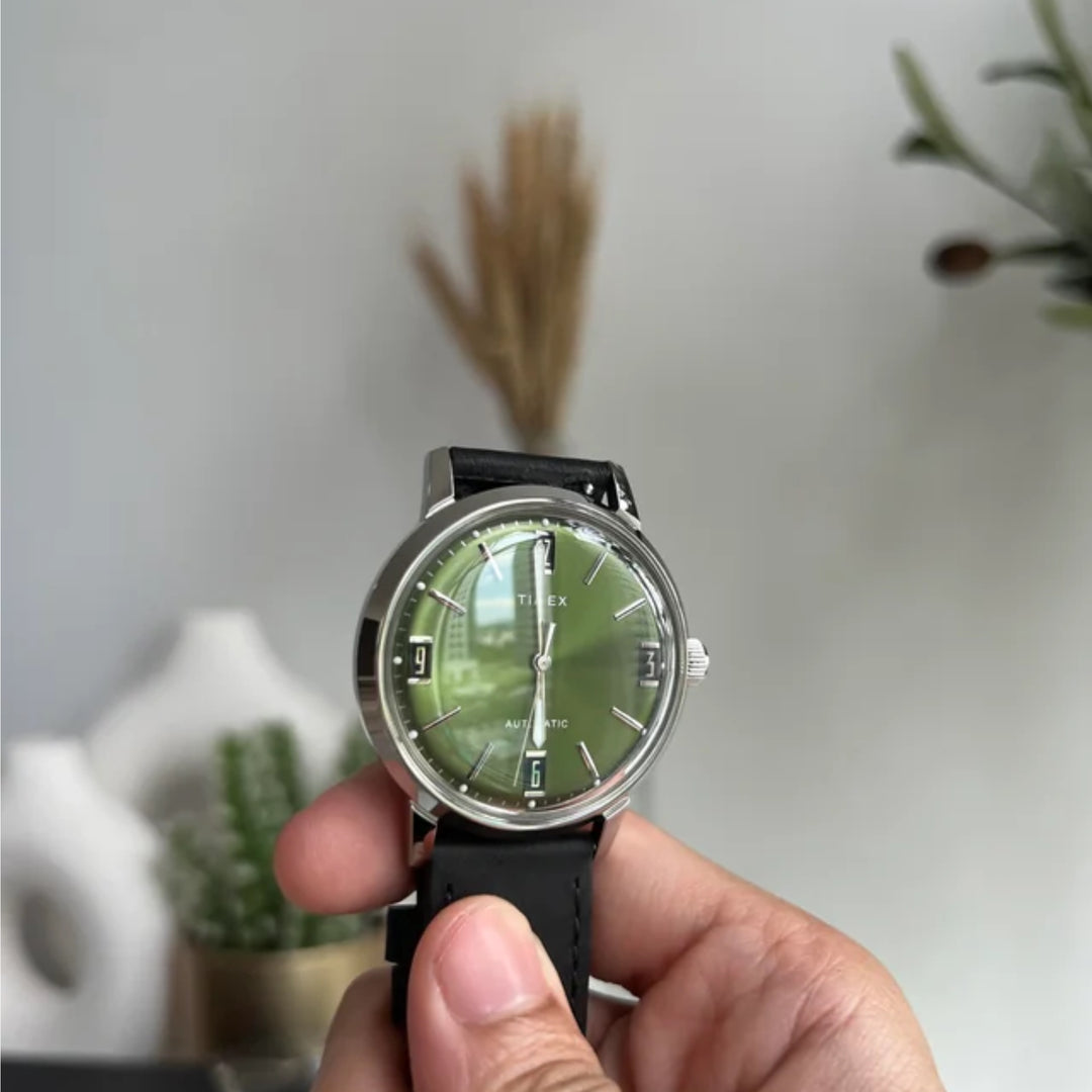Timex Marlin TW2V44600 Automatic (40mm) Green Dial / Black Leather Strap Men’s Watch