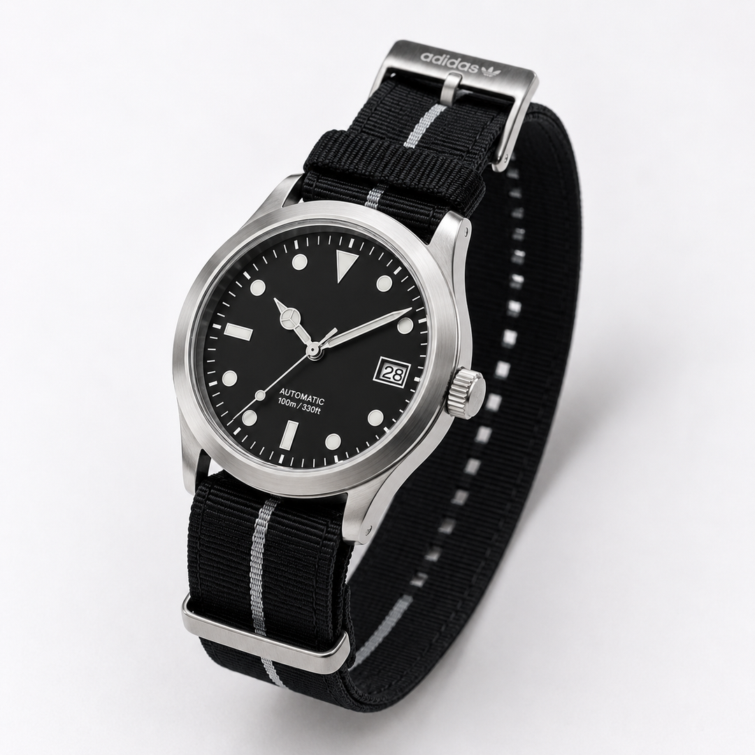 22mm Official Adidas Black  Nylon Fabric Watch Replacement Strap