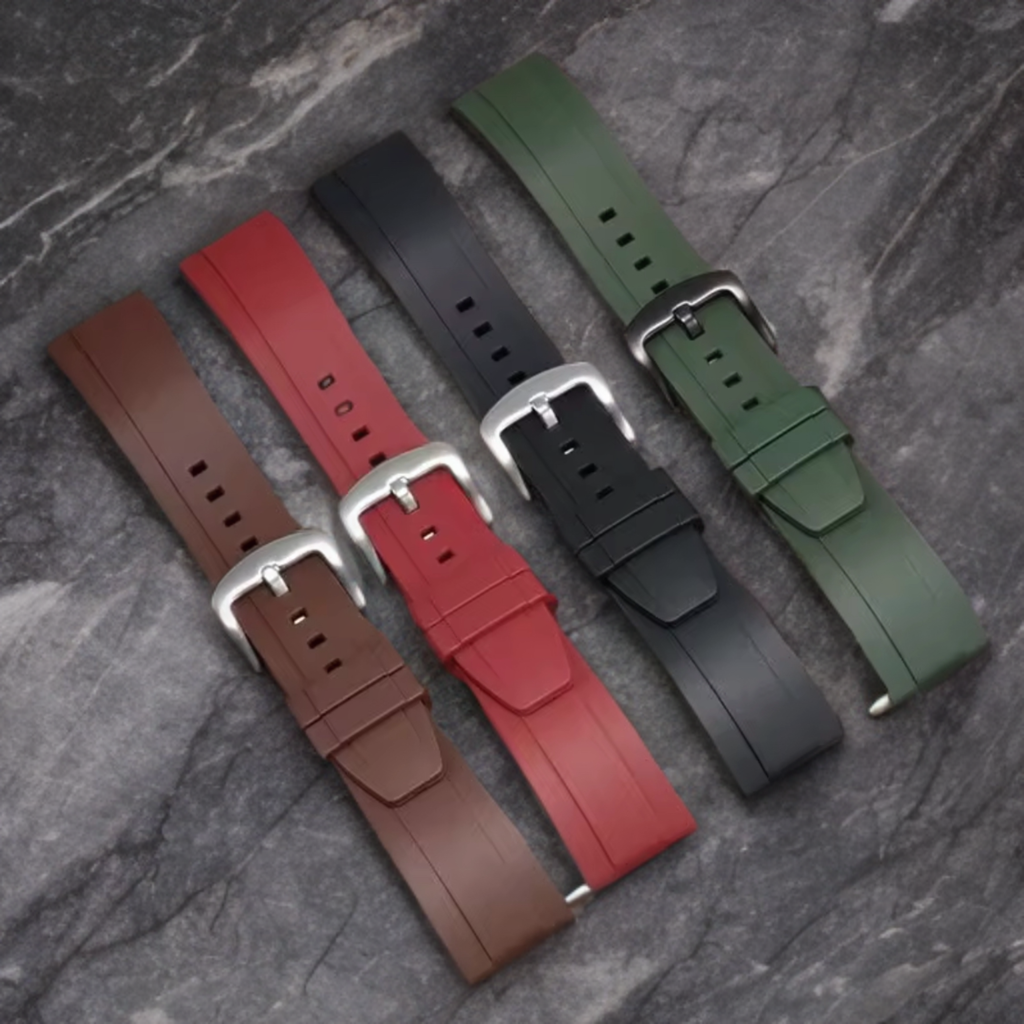 22mm Red Premium Swiss Grade Vulcanized FKM (Flex) Rubber Strap Quick Release Watchband for Seiko and other Divers