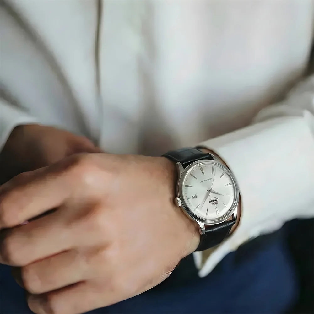 Orient RA-AC0031S Bambino Mechanical 40mm White Dial Black Leather Men's Watch