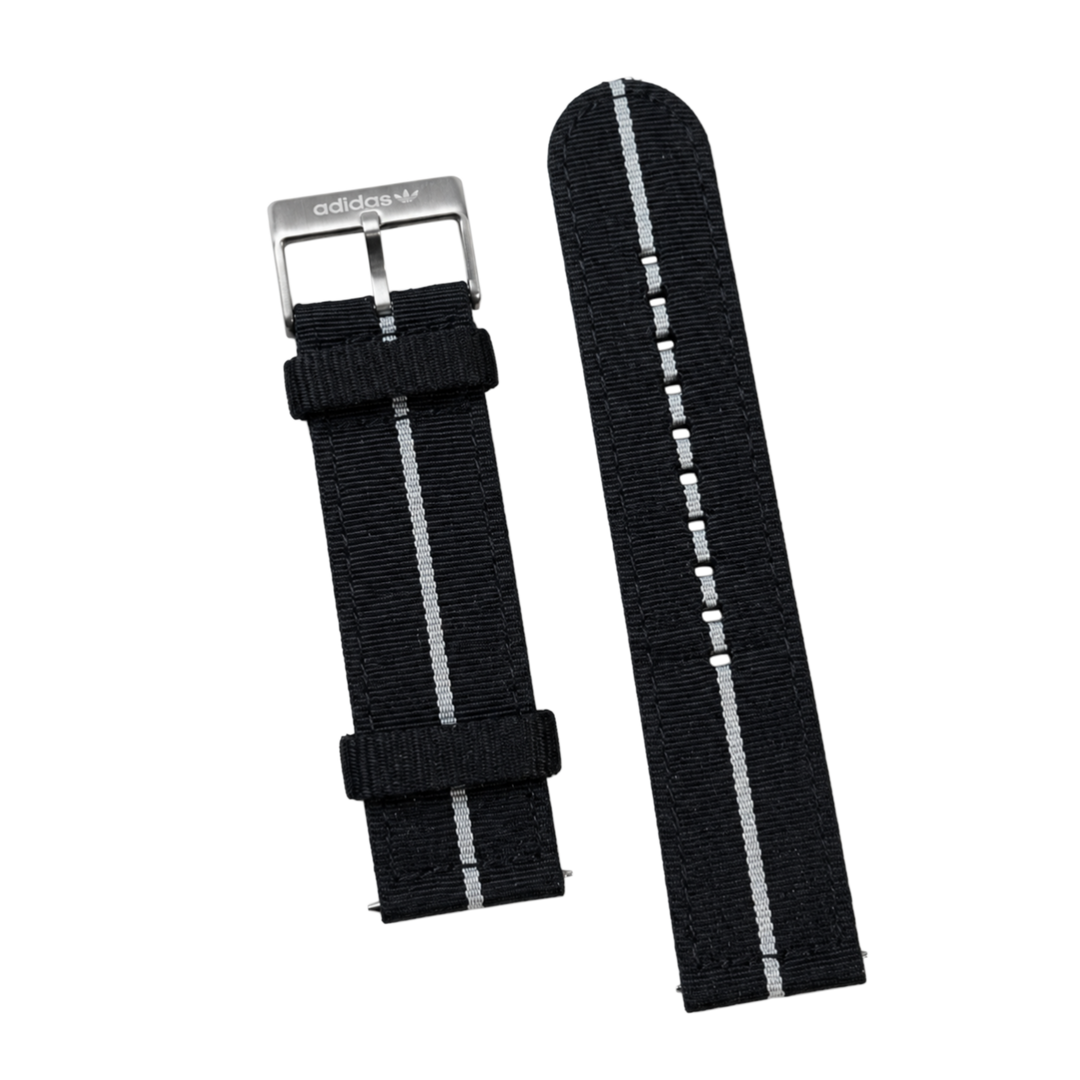 22mm Official Adidas Black  Nylon Fabric Watch Replacement Strap