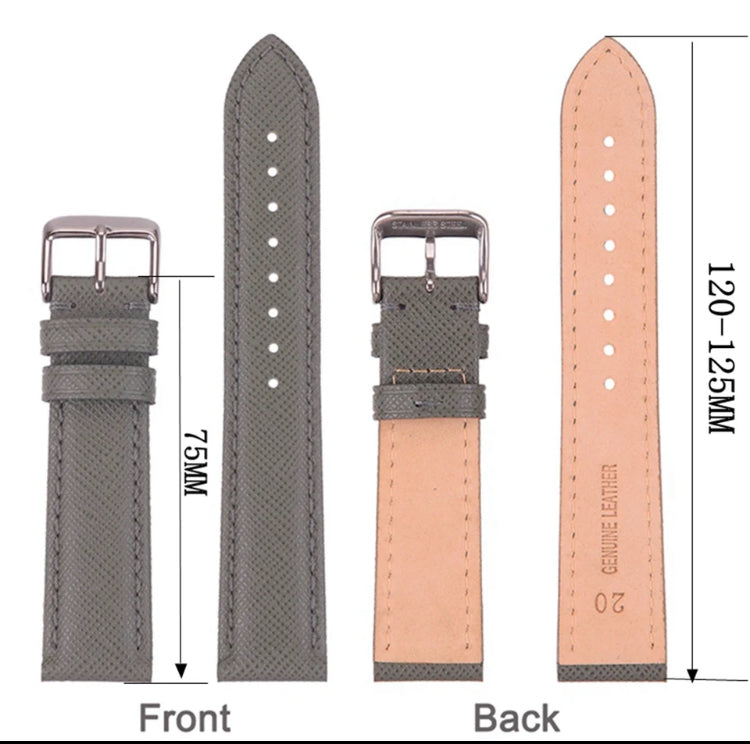 Saffiano Leather Checkered Cross Pattern 18mm, 20mm and 22mm Replacement Watch Strap for Seiko, Citizen, Casio, etc