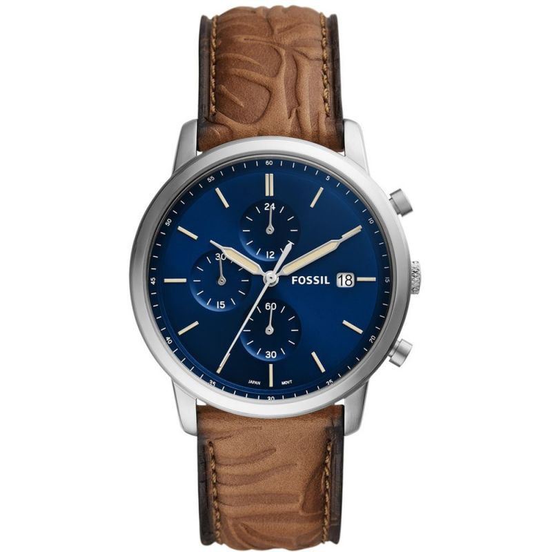 Fossil  FS5928 Minimalist Chronograph Blue Dial Quartz Men's Watch - mzwatcheslk srilanka