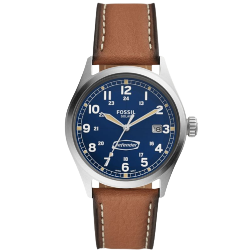 Fossil FS5975 Defender Blue Dial Brown Eco Leather Strap Men's Watch