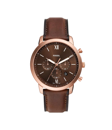 Fossil FS6026 Neutra Chronograph 44mm Brown Dial Brown Leather Strap Men's Watch