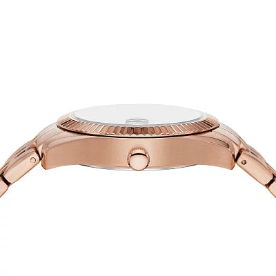 Fossil ES5324 Scarlette 32mm Brown Dial Rose Gold Tone Stainless Steel Bracelet Women's Watch