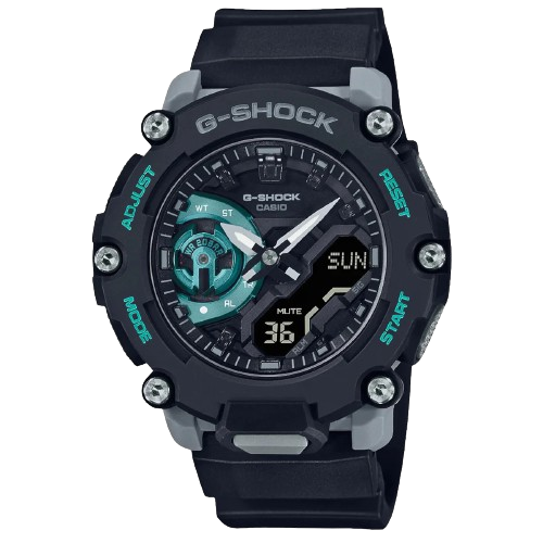 Casio GA-2200M-1AER G Shock Carbon Core Guard Black and Turquoise Men's Watch