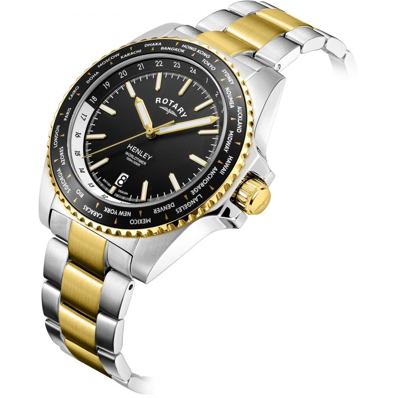 Rotary men's two tone bracelet clearance watch