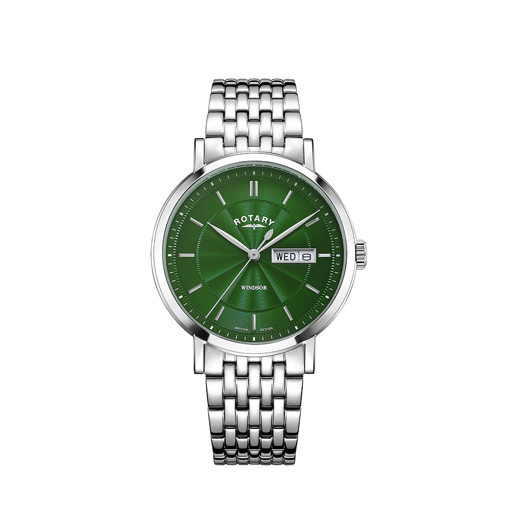 Rotary GB05420/24 Windsor Green Dial Stainless Steel Bracelet Men's Watch