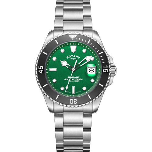 Rotary GB05430/78 Henley Seamatic Automatic Green Dial Black Bezel Men's Watch