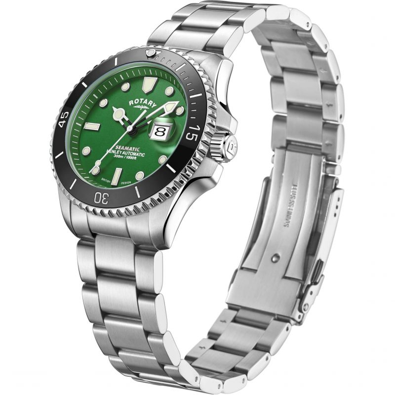 Rotary GB05430/78 Henley Seamatic Automatic Green Dial Black Bezel Men's Watch